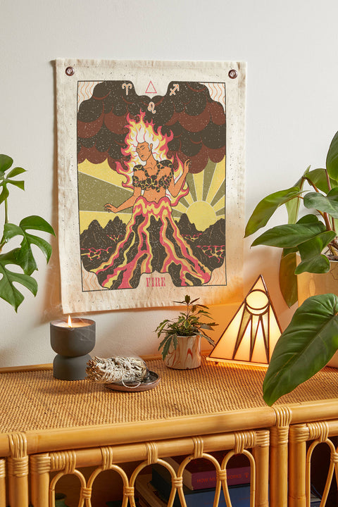 SheetKart Air, Water, Earth, Fire Elements of Astrology Tapestries - Aesthetic Bohemian Zodiac Signs Wall Hanging Tapestry for BedRoom Home Décor, Pack of 4 Tapestry Wall Arts, Beige