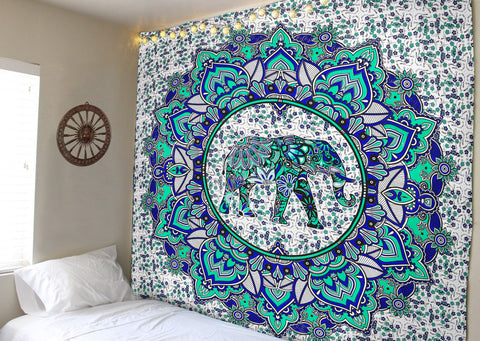 SheetKart Cotton Printed Wall Hanging Tapestry | Elephant Mandala Design | Home Decor Art| Perfect Gift | Aesthetic Room Decor | Proudly Made in India