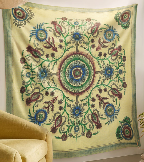 SheetKart Cotton Printed Wall Hanging Tapestry | Mandala Design | Brush Painted | Home Decor Art | Perfect Gift | Aesthetic Room Decor | Proudly Made in India | 83 x 94 inches