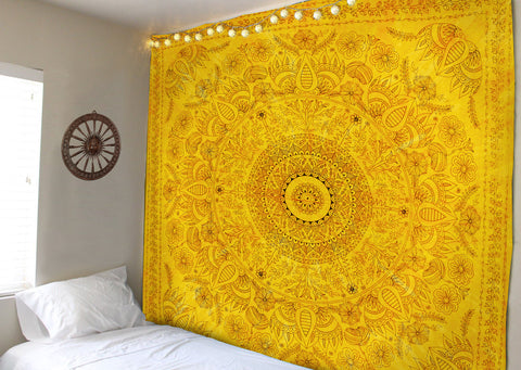 SheetKart Cotton Printed Wall Hanging Tapestry | Mandala Design | Tie & Dye | Home Decor Art | Perfect Gift | Aesthetic Room Decor | Proudly Made in India