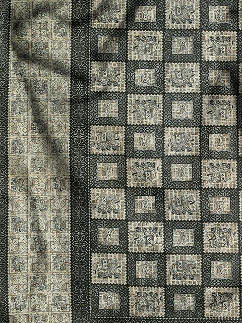 SheetKart Cotton Printed Wall Hanging Tapestry | Elephant Printed Intricate Style, Beige & Black | Home Decor Art | Perfect Gift | Aesthetic Room Decor | Proudly Made in India
