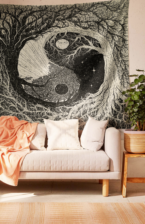 SheetKart Cotton Printed Wall Hanging Tapestry | Yin Yang Design | Home Decor Art | Perfect Gift | Aesthetic Room Decor | Proudly Made in India