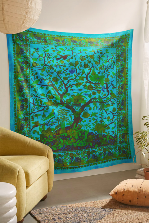 SheetKart Cotton Printed Wall Hanging Tapestry | Tree of Life | Tie & Dye | Home Decor Art | Perfect Gift | Aesthetic Room Decor | Proudly Made in India
