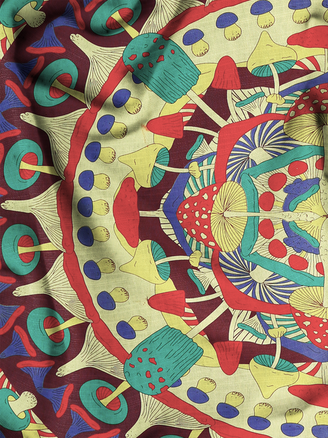 SheetKart Cotton Printed Wall Hanging Tapestry | Mushroom Print | Bohemian Art | Home Decor Art | Perfect Gift | Aesthetic Room Decor | Proudly Made in India