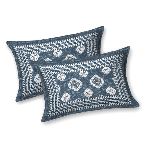 SheetKart Pure Cotton Printed Double Bedsheet - Jaipuri Faded Grey King Size Bed Sheet with 2 Pillow Covers
