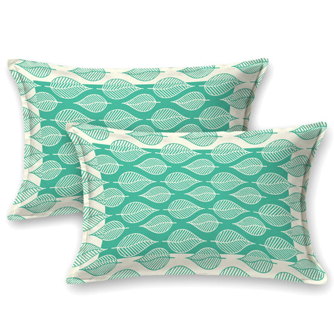 SheetKart Pure Cotton Aspen Leaves Printed Elegant Jaipuri Bedsheet for Double Bed King Size with 2 Pillow Covers - Forest Green