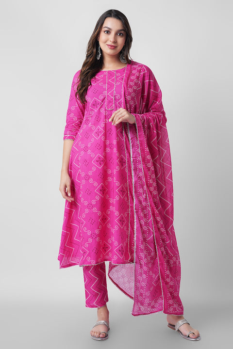 Arayna Women's Cotton Printed Kurta Palazzo Set with Dupatta - Comfortable and Stylish Ethnic Wear for Women