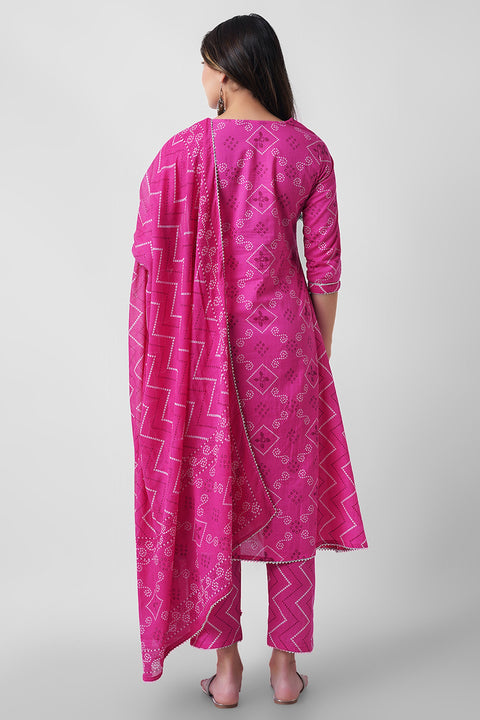 Arayna Women's Cotton Printed Kurta Palazzo Set with Dupatta - Comfortable and Stylish Ethnic Wear for Women