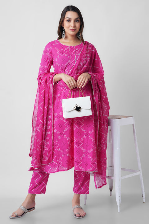 Arayna Women's Cotton Printed Kurta Palazzo Set with Dupatta - Comfortable and Stylish Ethnic Wear for Women