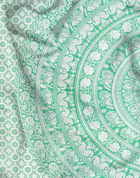 SheetKart Cotton Printed Wall Hanging Tapestry | Green Elephant Mandala | Bohemian Art | Home Decor | Perfect Gift | Aesthetic Room Decor | Proudly Made in India