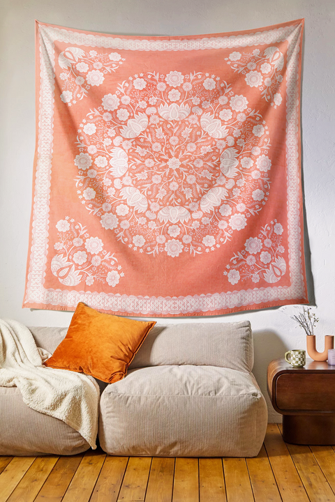 SheetKart Cotton Printed Wall Hanging Tapestry | Pink Mandala | Bohemian Art | Home Decor Art | Perfect Gift | Aesthetic Room Decor | Proudly Made in India