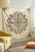 SheetKart Cotton Printed Wall Hanging Tapestry | Aesthetic Mandala Beige | Bohemian Art | Home Decor Art | Perfect Gift | Aesthetic Room Decor | Proudly Made in India