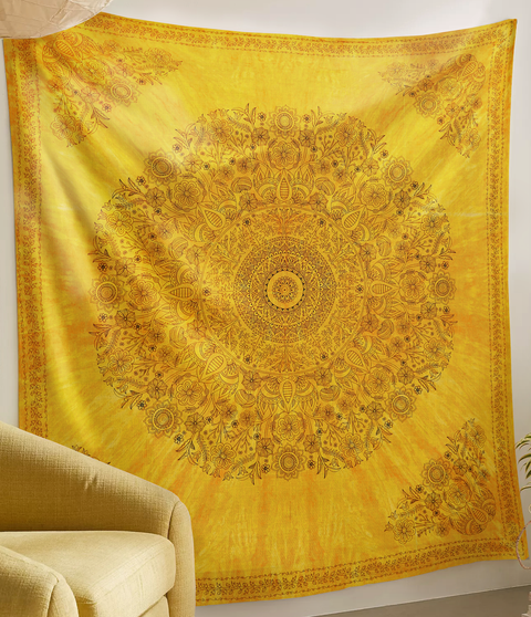 SheetKart Cotton Printed Wall Hanging Tapestry | Mandala Tapestries | Tie & Dye | Bohemian Art | Home Decor | Perfect Gift | Aesthetic Room Decor | Proudly Made in India | 84 x 96 inches