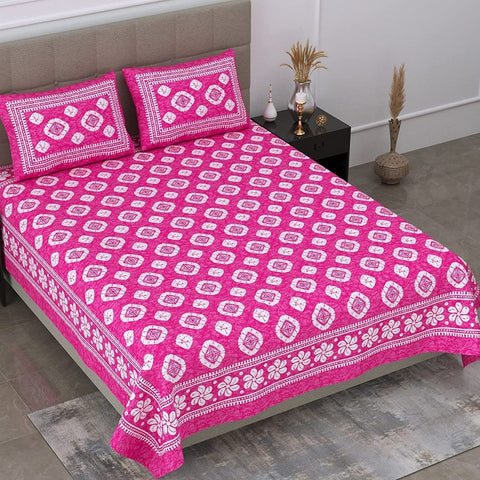 SheetKart Floral Motif Printed 144 TC Cotton Double Bedsheet with 2 Pillow Covers - Burgundy - SheetKart