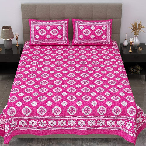 SheetKart Floral Motif Printed 144 TC Cotton Double Bedsheet with 2 Pillow Covers - Burgundy - SheetKart