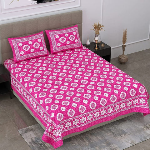 SheetKart Floral Motif Printed 144 TC Cotton Double Bedsheet with 2 Pillow Covers - Burgundy - SheetKart