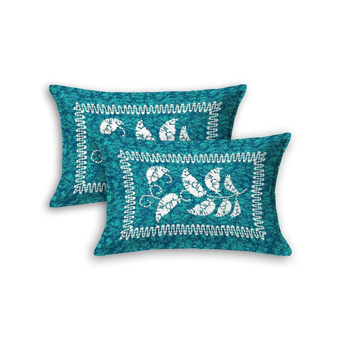 SheetKart 144 TC Cotton Jaipuri Floral Printed Double Bedsheet with 2 Pillow Covers, Sea Green - SheetKart