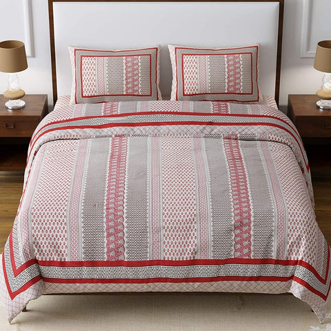SheetKart Premium 144 TC Super Soft Cotton King Size Double Bedsheet with 2 Pillow Covers, Red