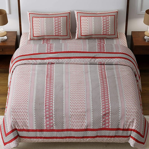 SheetKart Premium 144 TC Super Soft Cotton King Size Double Bedsheet with 2 Pillow Covers, Red