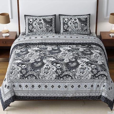SheetKart Premium 144 TC Super Soft Cotton King Size Double Bedsheet with 2 Pillow Covers, Anchor Grey