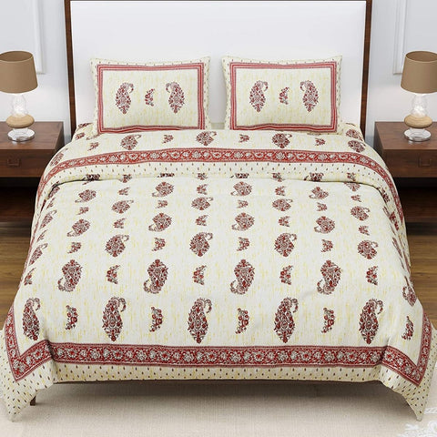 SheetKart Premium 144 TC Super Soft Cotton King Size Double Bedsheet with 2 Pillow Covers, Candy Red