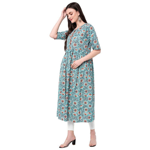 Women's Rayon Printed Straight Kurti