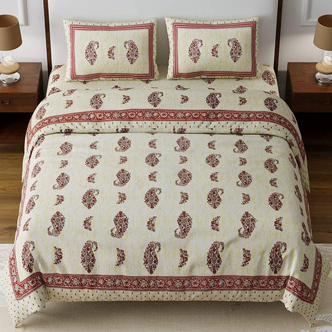 SheetKart Premium 144 TC Super Soft Cotton King Size Double Bedsheet with 2 Pillow Covers, Candy Red