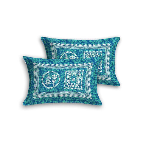 SheetKart 144 TC Jaipuri Floral Printed Cotton Double Bedsheet with 2 Pillow Covers, Breeze Sea Green