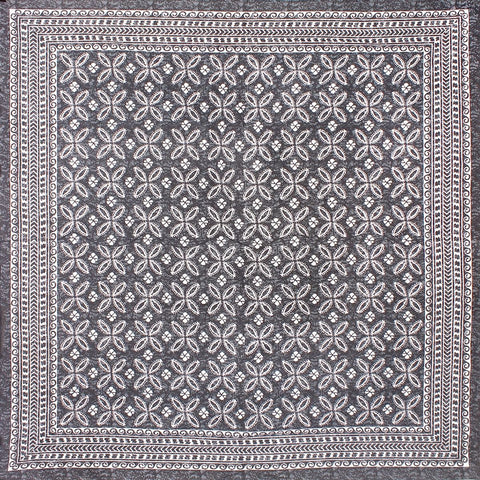 SheetKart 144 TC Cotton Floral Jaipuri Printed Double Bedsheet with 2 Pillow Covers, Grey - SheetKart