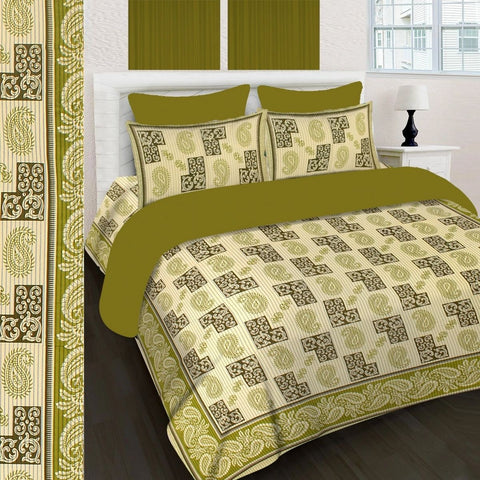 SheetKart 144 TC Cotton Printed Jaipuri King Size Double Bedsheet with 2 Pillow Covers - SheetKart
