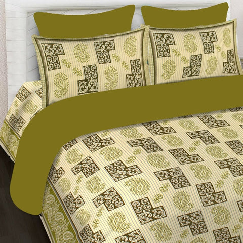 SheetKart 144 TC Cotton Printed Jaipuri King Size Double Bedsheet with 2 Pillow Covers - SheetKart