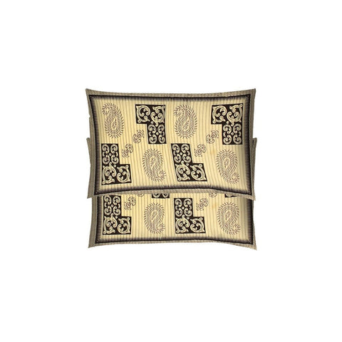 SheetKart 144 TC Cotton Printed Jaipuri King Size Double Bedsheet with 2 Pillow Covers, Brown - SheetKart