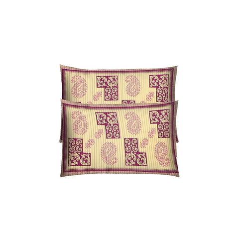 SheetKart 144 TC Cotton Printed Jaipuri King Size Double Bedsheet with 2 Pillow Covers, Shell Pink - SheetKart
