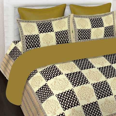 SheetKart 144 TC Cotton Printed Jaipuri King Size Double Bedsheet with 2 Pillow Covers - SheetKart