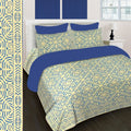 SheetKart 144 TC Cotton Printed Jaipuri King Size Double Bedsheet with 2 Pillow Covers, Cobalt Blue - SheetKart