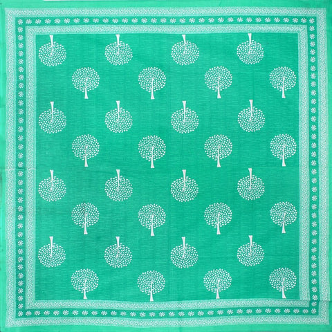 SheetKart 144 TC Cotton Floral Jaipuri Printed Double Bedsheet with 2 Pillow Covers, Green - SheetKart