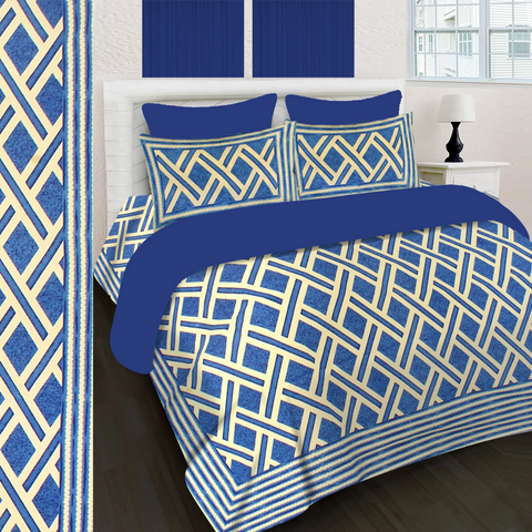 SheetKart 144 TC Cotton Printed Jaipuri King Size Double Bedsheet with 2 Pillow Covers - SheetKart