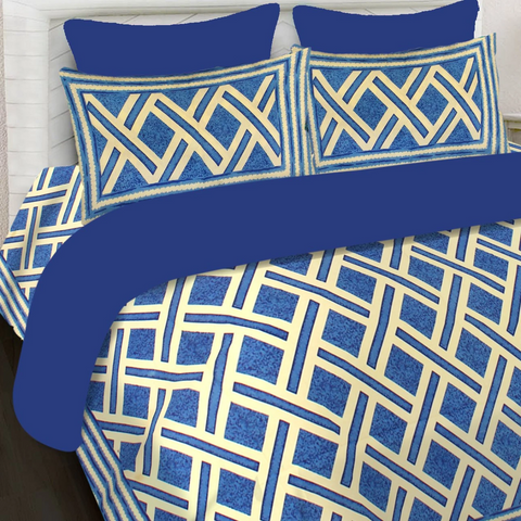 SheetKart 144 TC Cotton Printed Jaipuri King Size Double Bedsheet with 2 Pillow Covers - SheetKart