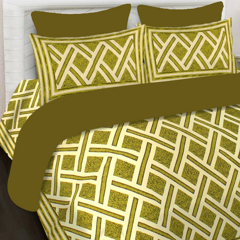 SheetKart 144 TC Cotton Printed Jaipuri King Size Double Bedsheet with 2 Pillow Covers, Fine Green - SheetKart