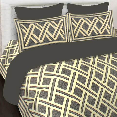 SheetKart 144 TC Cotton Printed Jaipuri King Size Double Bedsheet with 2 Pillow Covers, Charcoal Grey - SheetKart