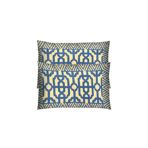 SheetKart 144 TC Cotton Printed Jaipuri King Size Double Bedsheet with 2 Pillow Covers in Cyan Blue Color - SheetKart