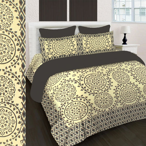 SheetKart 144 TC Cotton Printed Jaipuri King Size Double Bedsheet with 2 Pillow Covers - SheetKart