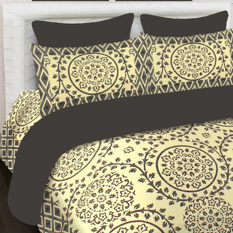 SheetKart 144 TC Cotton Printed Jaipuri King Size Double Bedsheet with 2 Pillow Covers - SheetKart