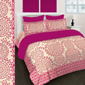 SheetKart 144 TC Cotton Printed Jaipuri King Size Double Bedsheet with 2 Pillow Covers, Magenta Pink - SheetKart