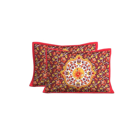 SheetKart 144 TC Cotton Floral Jaipuri Printed Double Bedsheet with 2 Pillow Covers - SheetKart