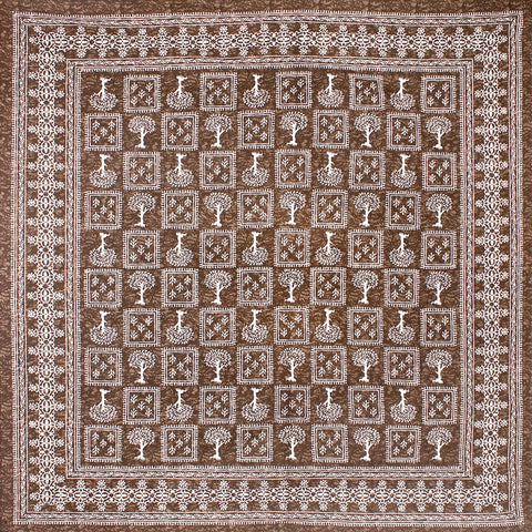 SheetKart 144 TC Cotton Floral Jaipuri Printed Double Bedsheet with 2 Pillow Covers, Coffee Brown - SheetKart