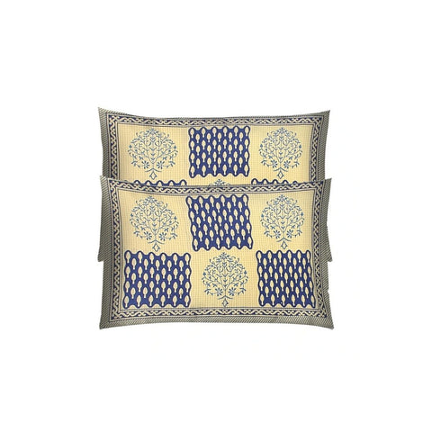 SheetKart 144 TC Cotton Printed Jaipuri King Size Double Bedsheet with 2 Pillow Covers - SheetKart