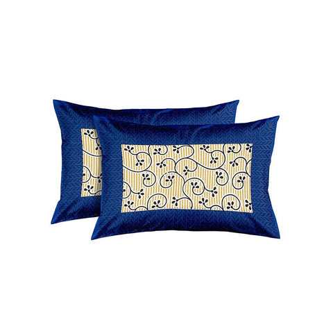 SheetKart 144 TC Premium Cotton Floral Double Bedsheet with 2 Pillow Covers, Blue - SheetKart