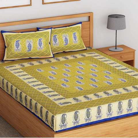 SheetKart Floral 144 TC Cotton Double Bedsheet with 2 Pillow Covers - SheetKart