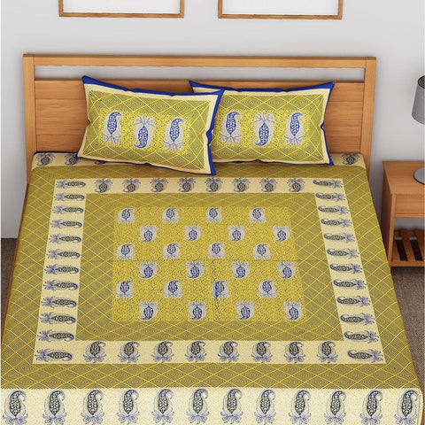 SheetKart Floral 144 TC Cotton Double Bedsheet with 2 Pillow Covers - SheetKart